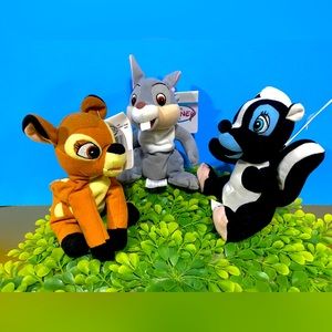 DISNEY STORE NWT VINTAGE 1990’s COLLECTIBLE BAMBI BEAN BAG COMPLETE SET OF 3